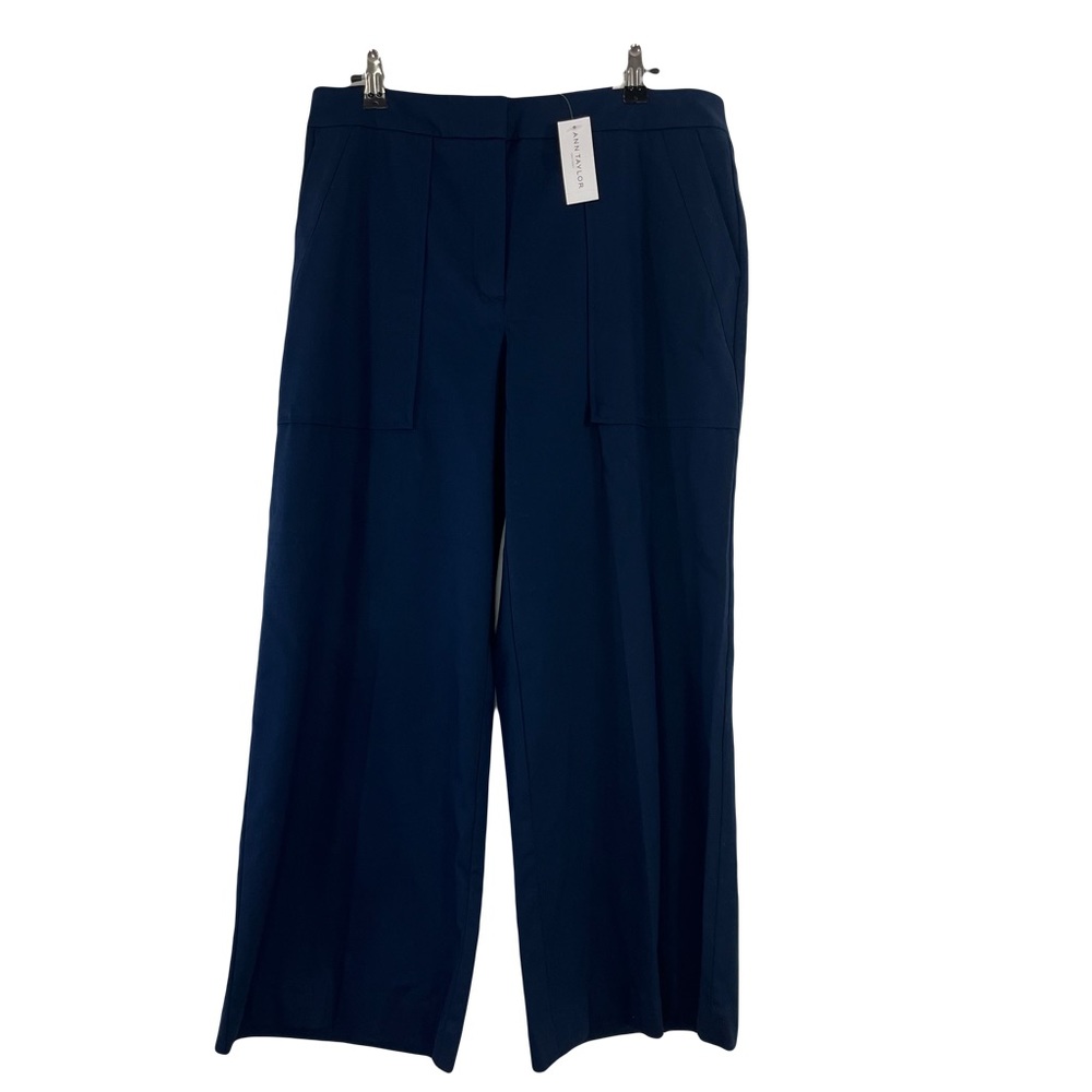 Ann Taylor Factory Woman’s Navy The Wide Leg Crop Pants Porkchop Pockets Size 6